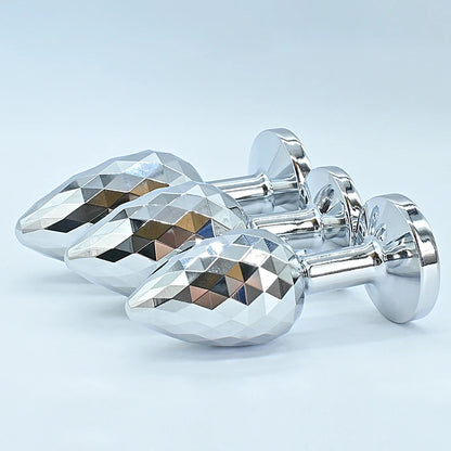 Silvery Stainless Steel Diamond Surface Anal Plug Dildo Crystal Base Butt Plug Analplug Sex Toys For Woman Adult Toys Anal Toys