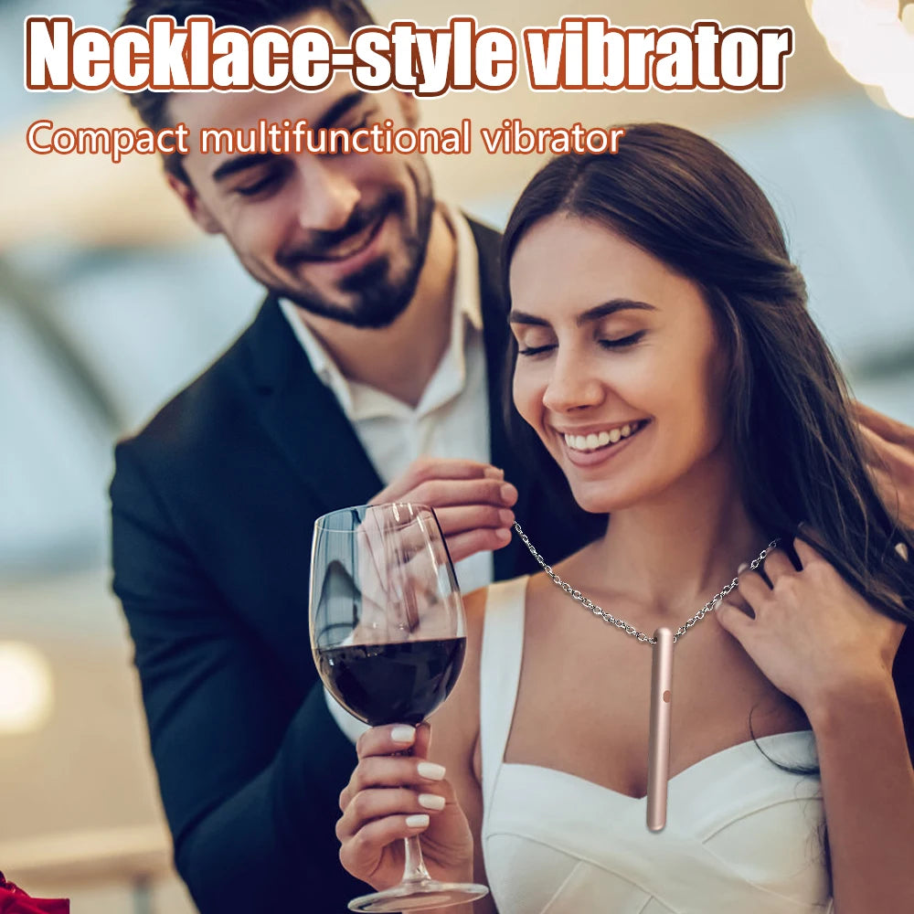 Portable Metal Love Bullet Vibrator Necklace with Chain Nipple G-spot Stimulator Anal Plug Waterproof Sex Toys for Adult Women