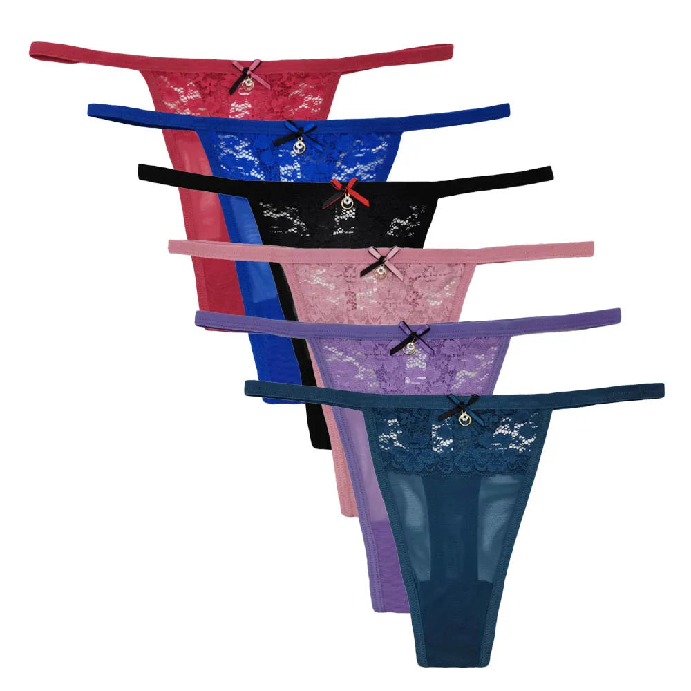 5 Pcs/lot Low Waist Lace Panties Sexy Underwear M-XL Transparent Underpants Lace Comfortable Thongs Ladies Lingerie