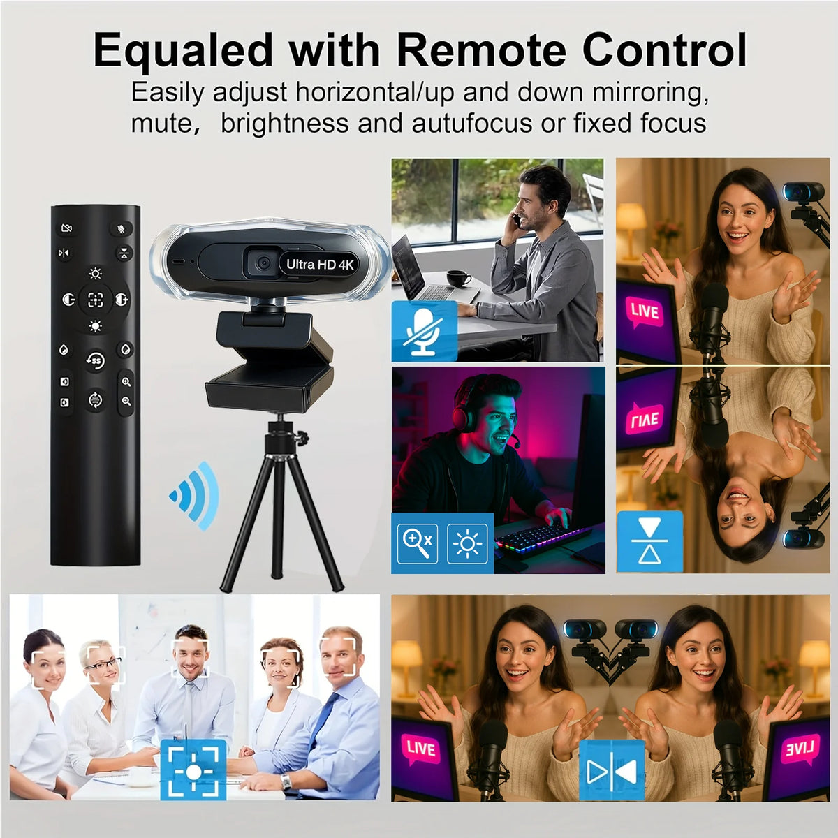 4k LED Light Autofocus Webcam