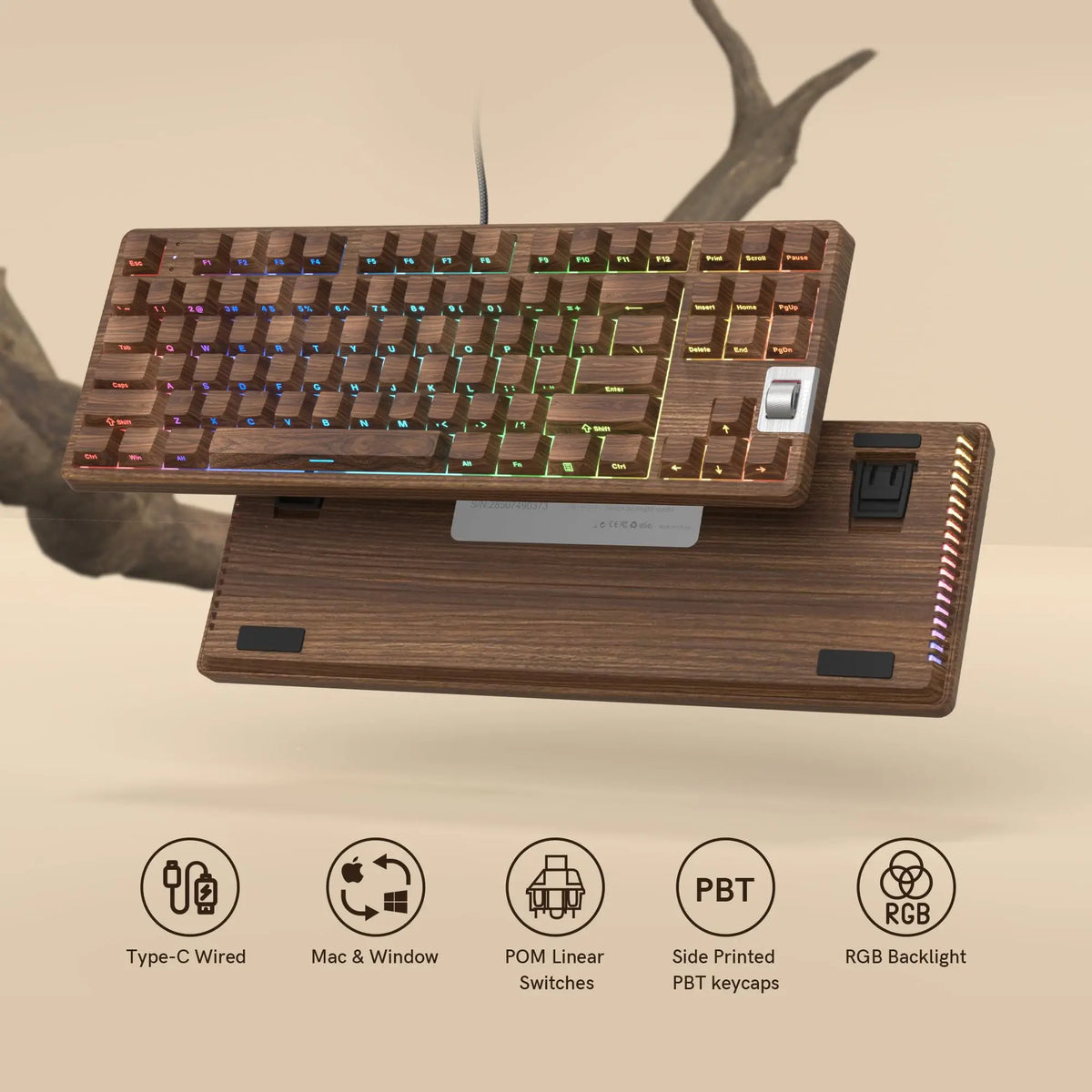 Wood Grain Mechanical Keyboard