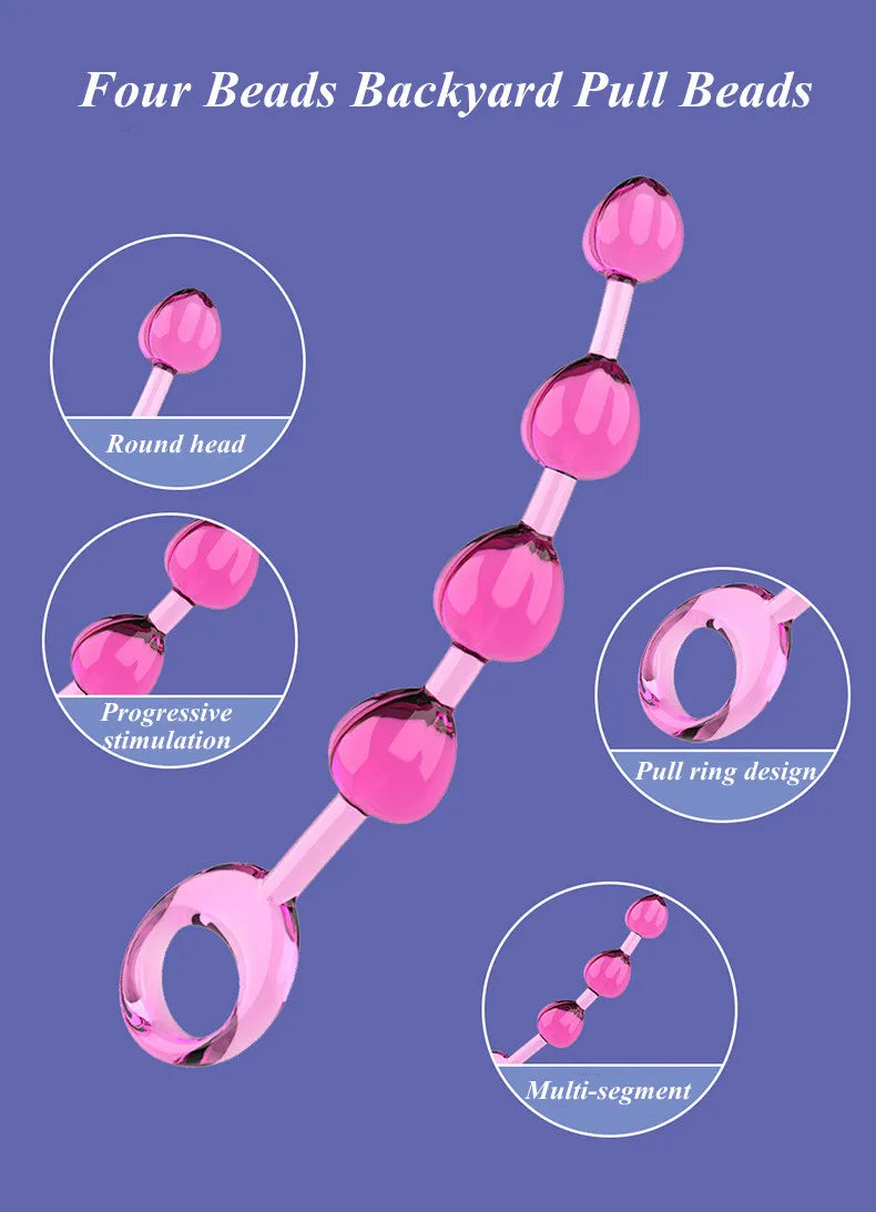 Anal Stimulator Ball Beads Butt Plug Masturbation Crystal Sex Toy for Beginners Man Women Couples Anus Masturbator  Massager
