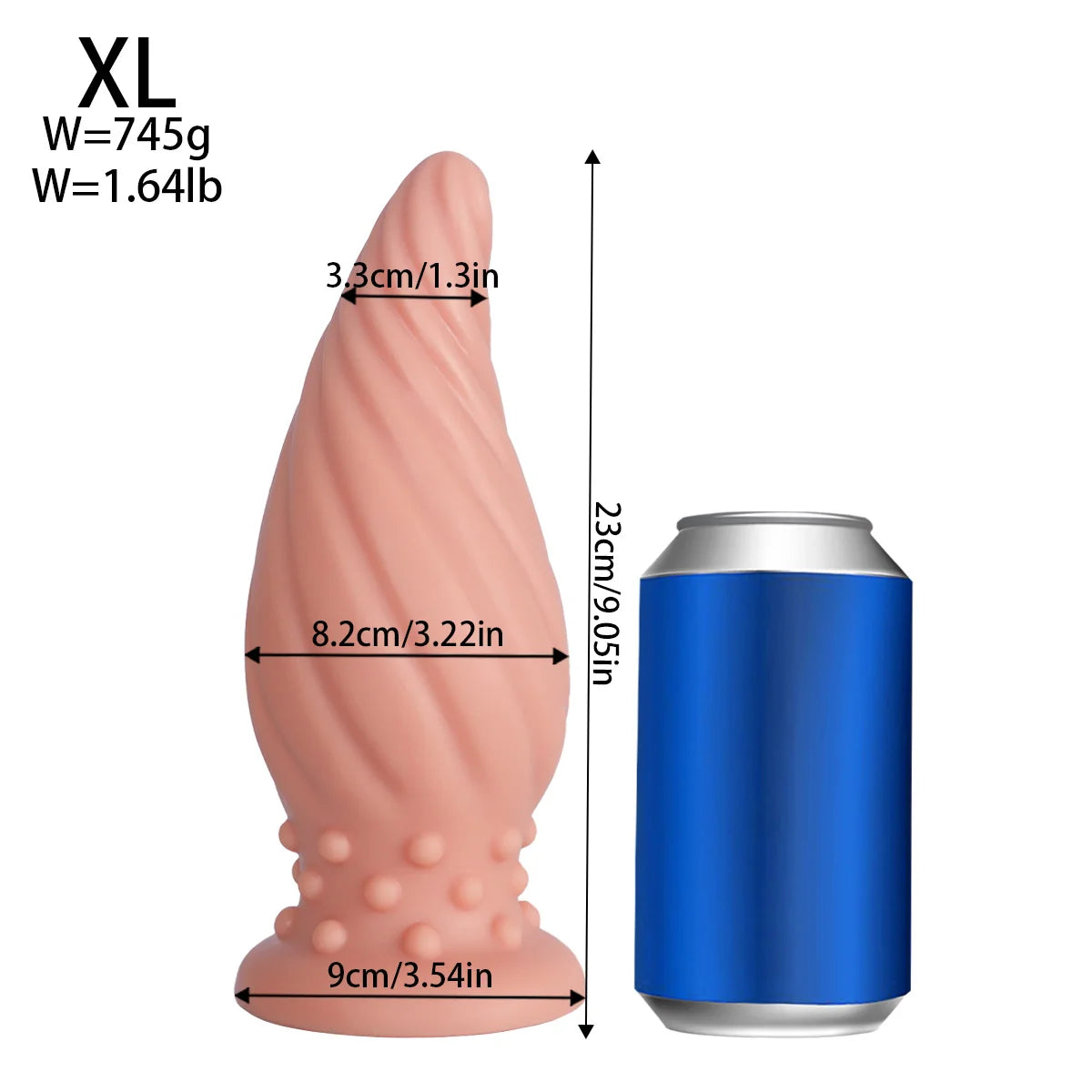 Spiral-Tip Silicone Anal Plug — Textured 5 Sizes S to XL
