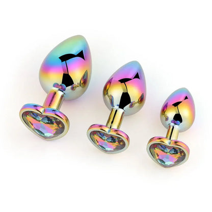 Cute Rainbow Heart-Shaped Metal Crystal Plug