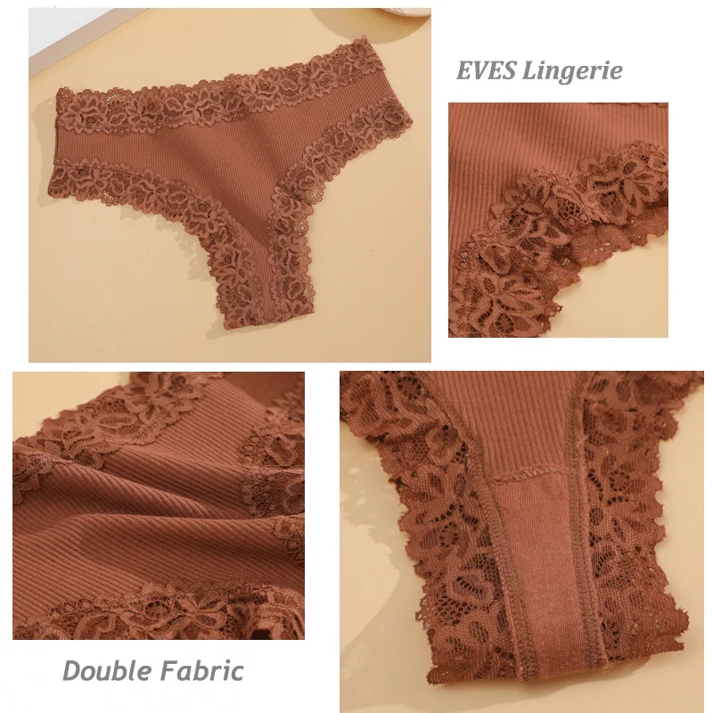 10PCS/Set Women Lace Cotton Panties Sexy Low-Waist Brazilian Panties Solid Color Female Soft Underwear Ladies Intimates Lingerie
