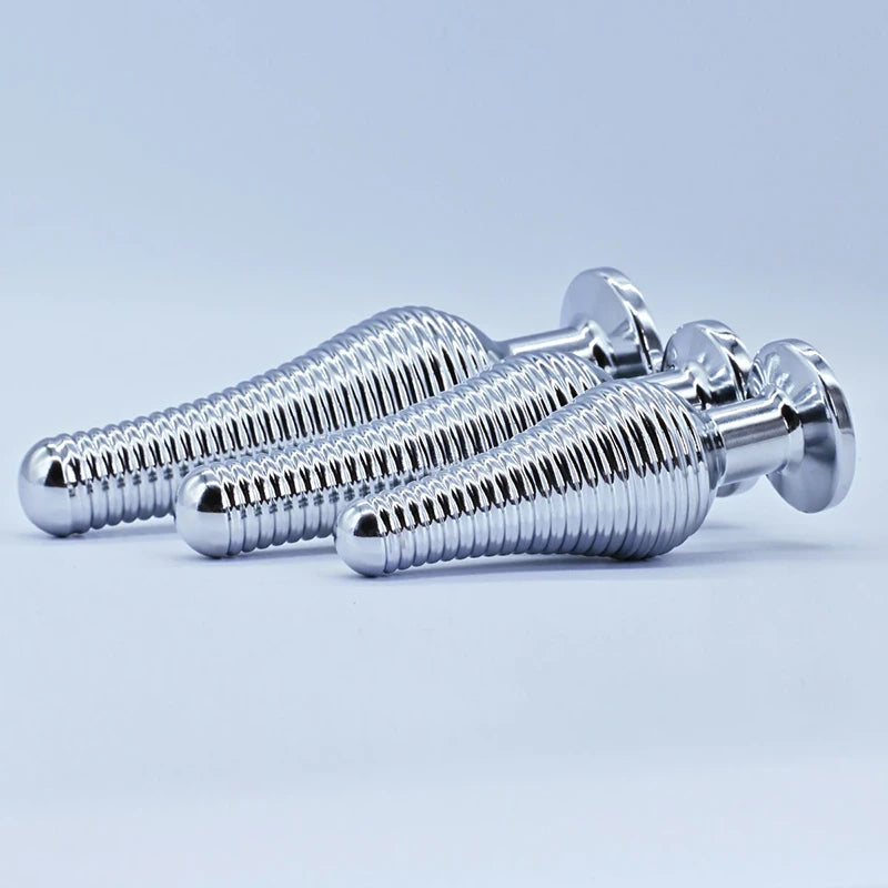 Thread Surface Silvery Stainless Steel Anal Plug Crystal Base Butt Plug Sex Toys For Women Men Adult Toys Anal Toys Sex Shop