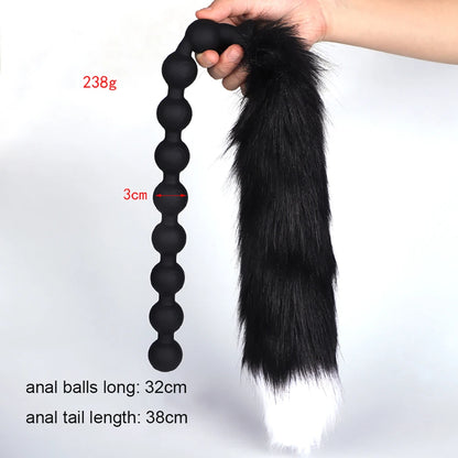 Huge 9 Ball Anal Plug Tail Sex Toys For Men Women Anal Dilator Soft Butt Plug with Tail Anal Beads Sex Party Erotic Toy Butplug