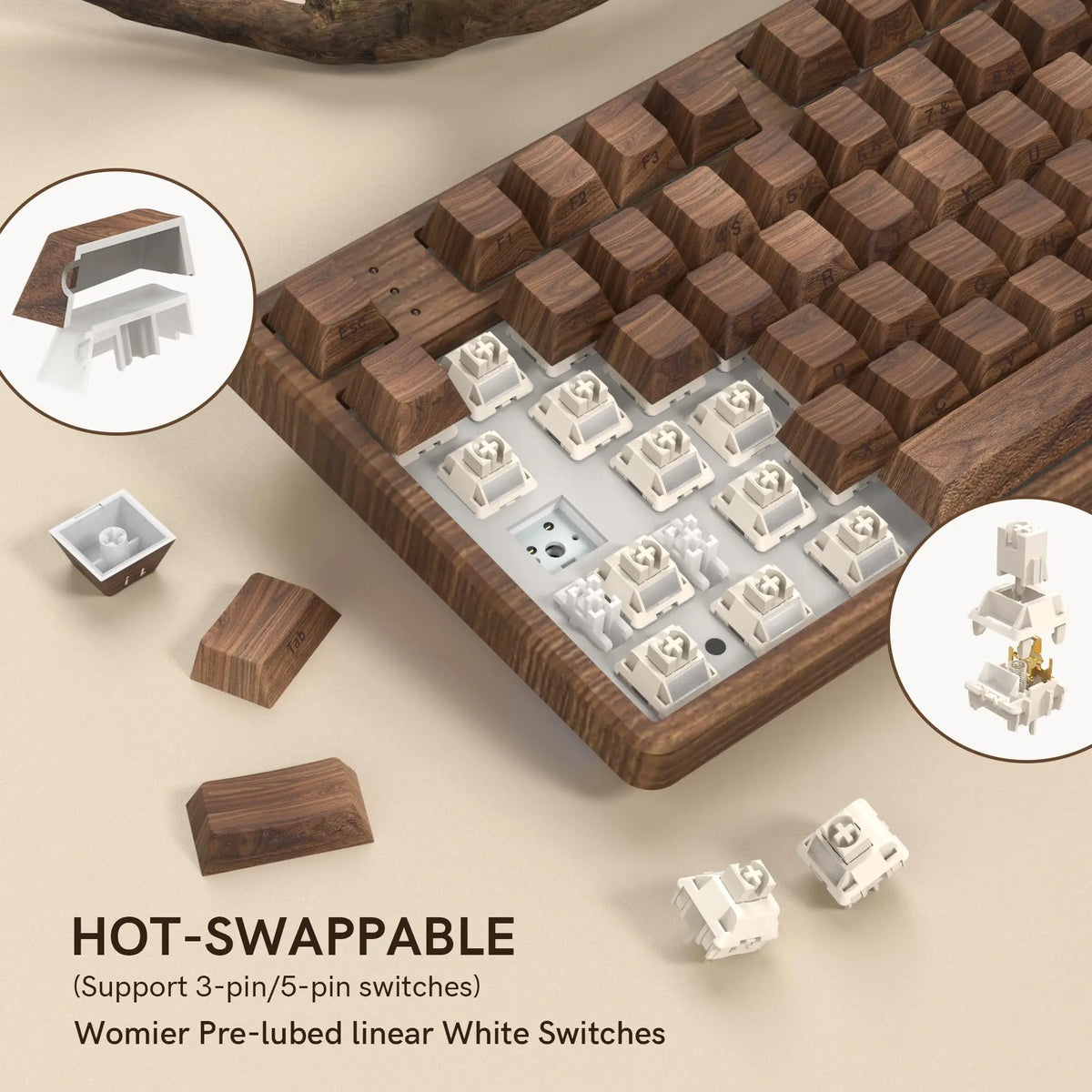 Wood Grain Mechanical Keyboard