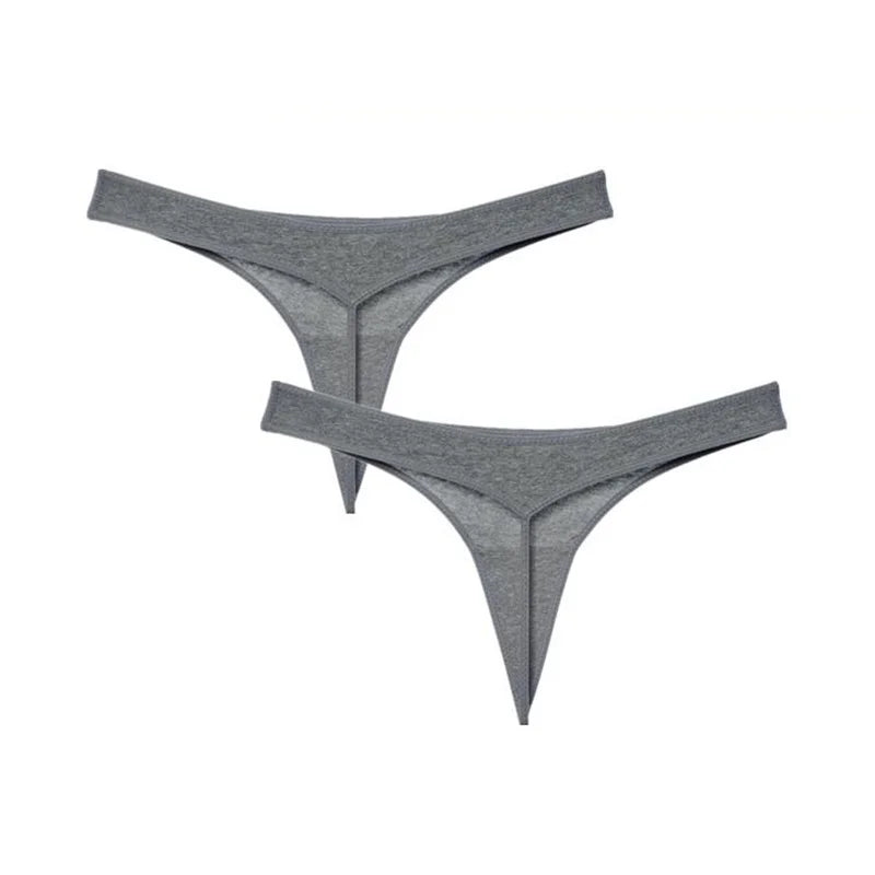 2 Pcs T-back Cotton Thong Underwear for Women Sports Ladies Seamless Panties Low Rise Solid Sexy Tanga