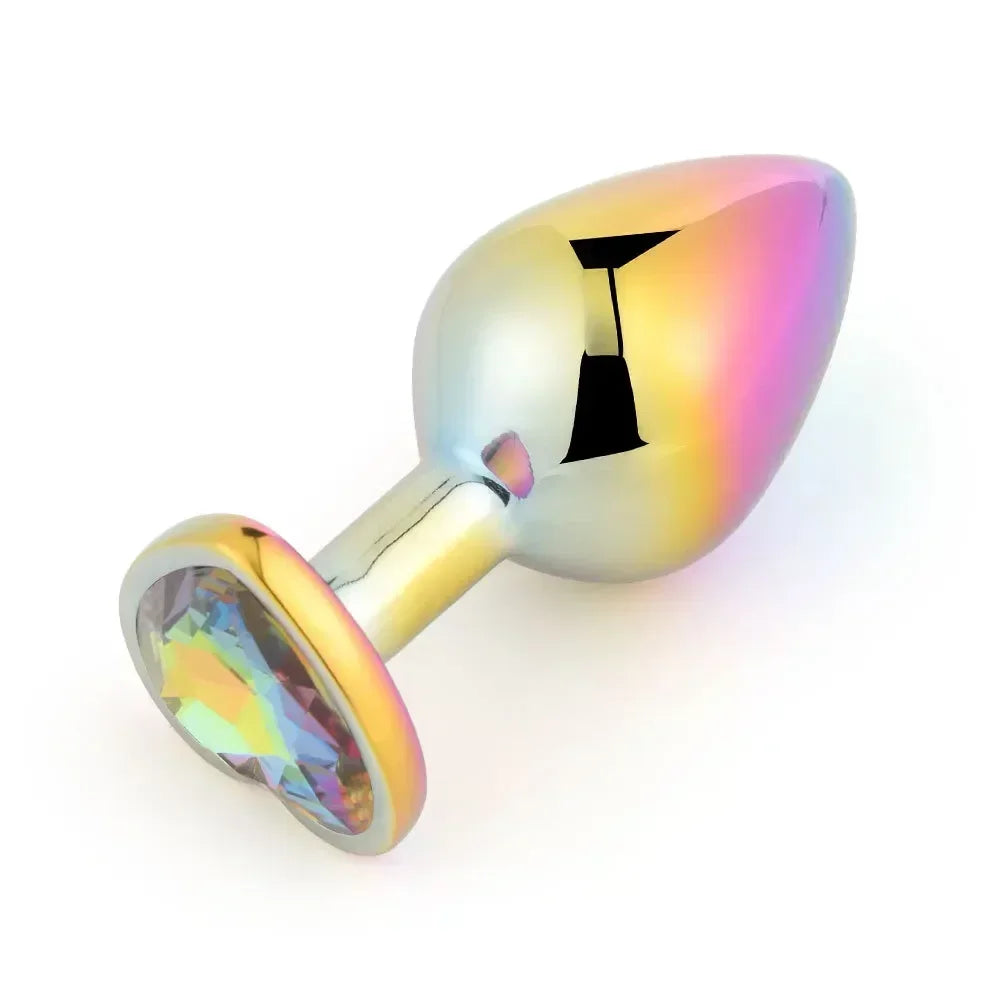 Cute Rainbow Heart-Shaped Metal Crystal Plug