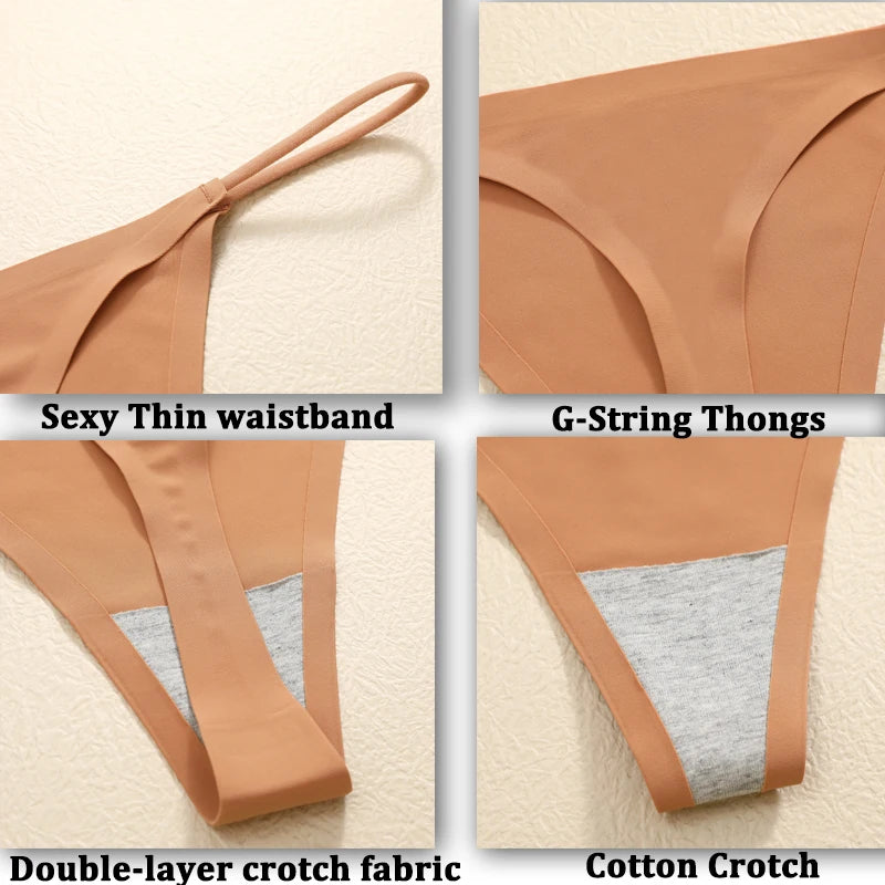 9PCS Seamless Panties Women's G-String Thongs Solid Color No Trace Underwear Female Low Rise Sexy Lingerie Comfortable Underpant