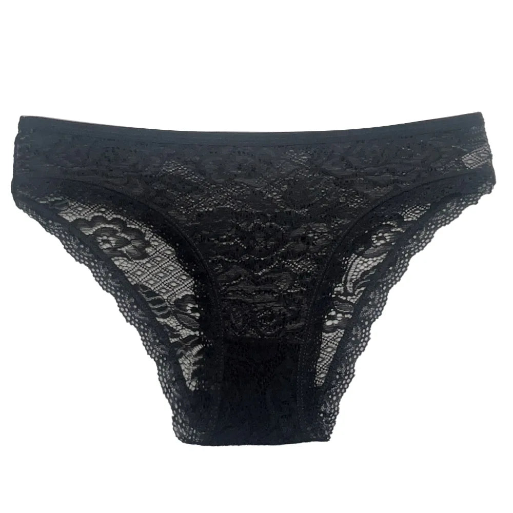 5 PCS/Set Mesh Briefs Big Size M-XL Lace Hollow Out Panties Sexy Transparent Underwear Low Rise Panties Girls Intimates Lingerie