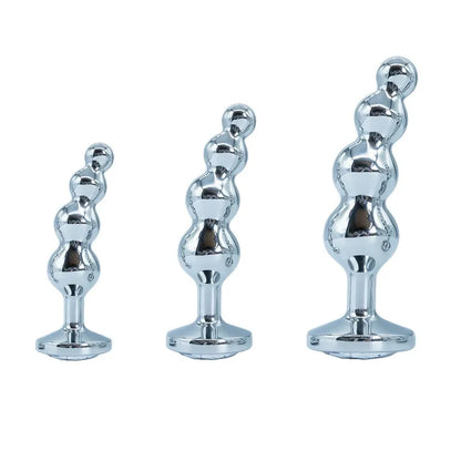 Premium Metal Anal Beads Pink Crysta