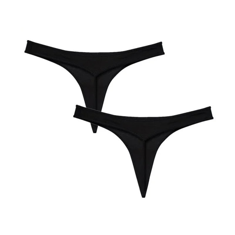 2 Pcs T-back Cotton Thong Underwear for Women Sports Ladies Seamless Panties Low Rise Solid Sexy Tanga