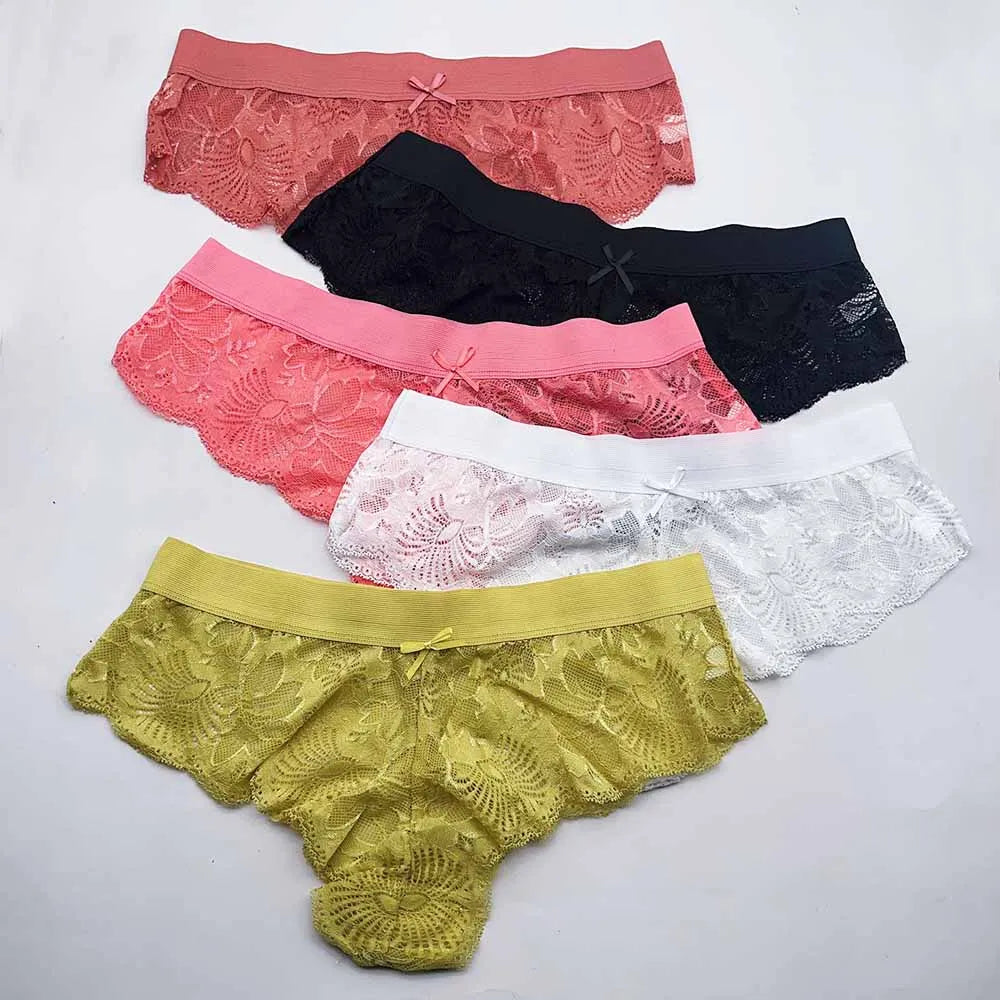 5 Pcs/Set Female Bikini Underwear Lace Briefs Women Transparent Panties Ladies Lingerie