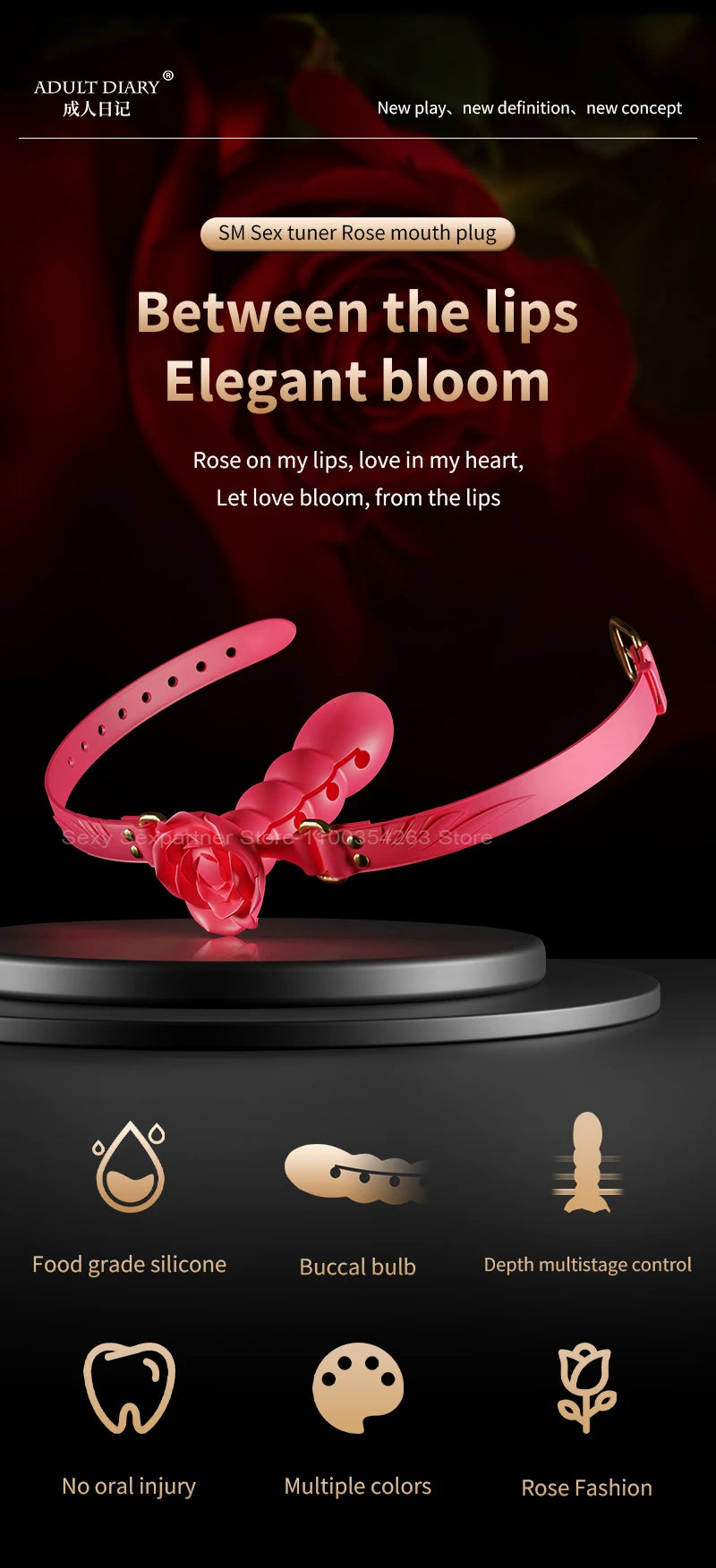 Silicone Open Mouth Gag with Adjustable Strap