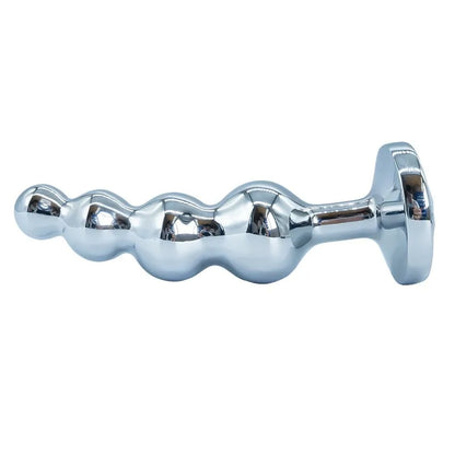 Premium Metal Anal Beads Pink Crysta