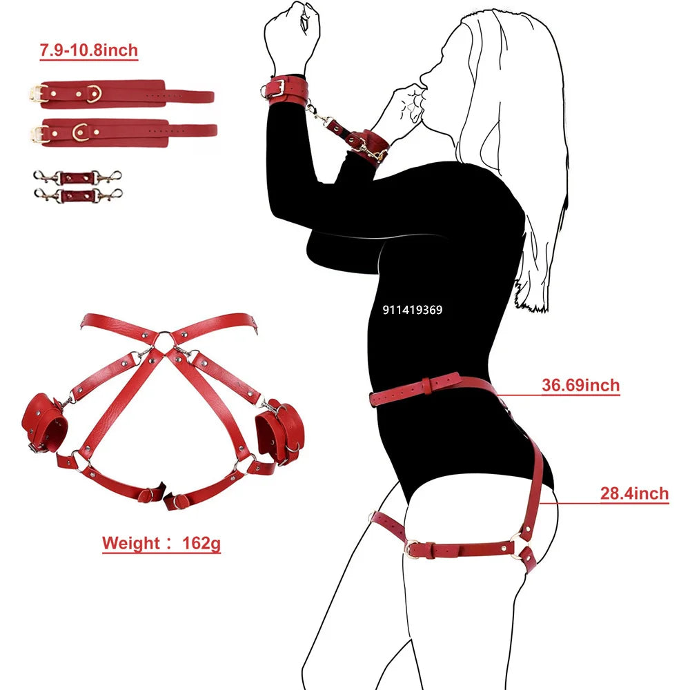 PU Leather Body Harness & Bondage Strap Kit