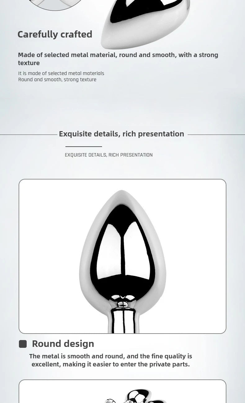 Anal Plug Heart 5 Sizes Stainless Steel Crystal Anal Plug Removable Butt Plug Stimulator Anal Sex Toys Prostate Massager Dildos