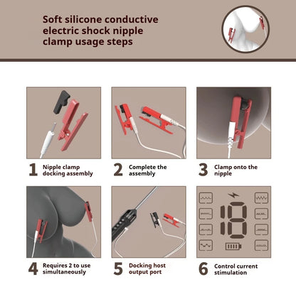 Electric Shock Stick, Use with nipple clamps, Adjustable Pulse Stimulator, Sex Game, Microcurrent BDSM Training, Adult Sex Toys