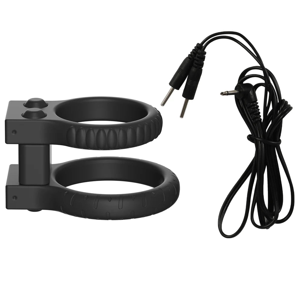 Electric Shock Male Penis Lock Cock Ring Erection Delay Ejaculation Electro Shock Penis Ring Reusable Ball Stretcher Sex Toys