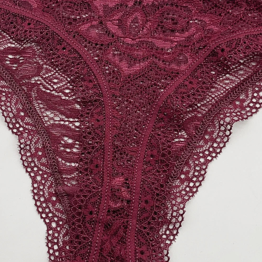 5 Pcs/Set Women's Underwear M-XL Sexy G-string Floral Transparent Female Underpants Lingerie Lace Thongs Woman Panties