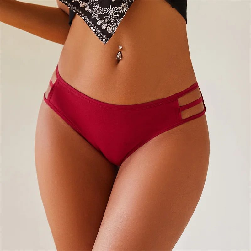7PCS/Set Women Floral Lace Panties Sexy Low-Waist Briefs Female Hollow Out Breathable Underwear Cotton Soft Lingerie Solid Color