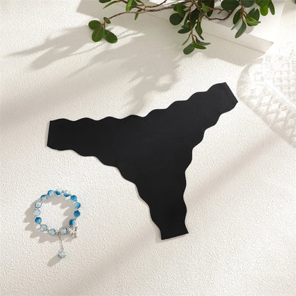 New 8Pcs/Set Women's Traceless Panties Soft Comfortable Thongs Sexy Solid Color Wavy Edge G-Strings Female Breathable Underpants
