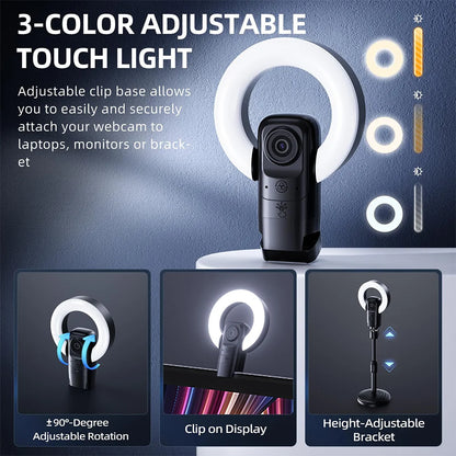 AI Autofocus 4K Webcam With Light