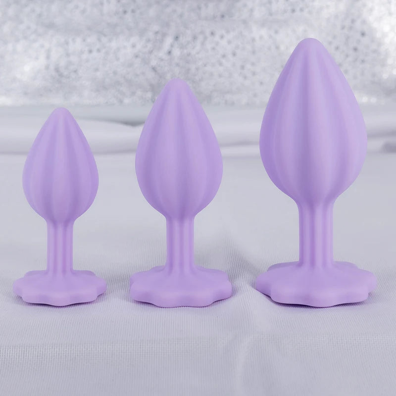 Silicone Anal Plug Plum Blossom Shaped Butt Plug Crystal Base Sex Toys For Woman Men Adult Games Anal Toys Unisex Adult Toys