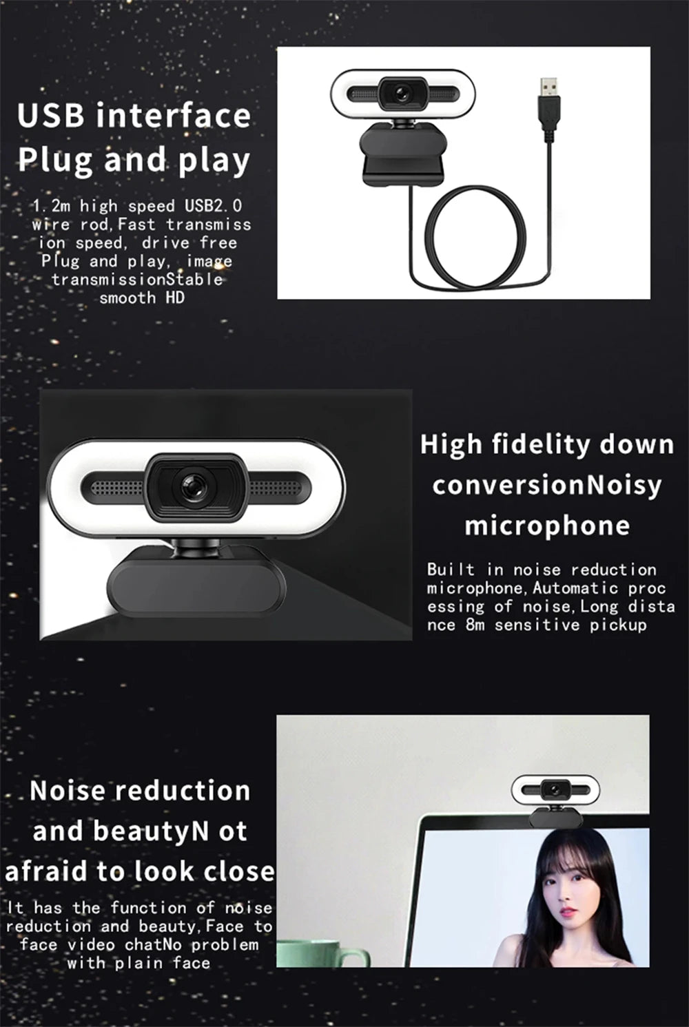 4k Rotatable 360° Webcam
