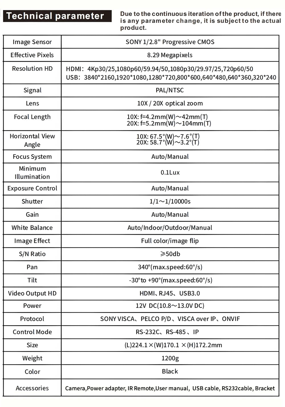 Professional 4K PTZ Camera