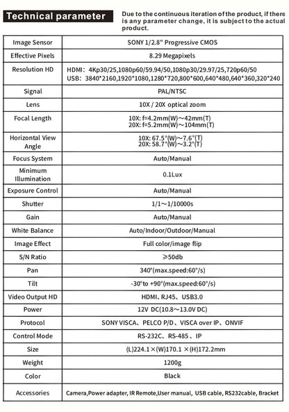 Professional 4K PTZ Camera
