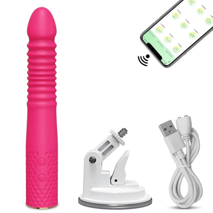 Thrusting Dildo Vibrator with Bracket Stand