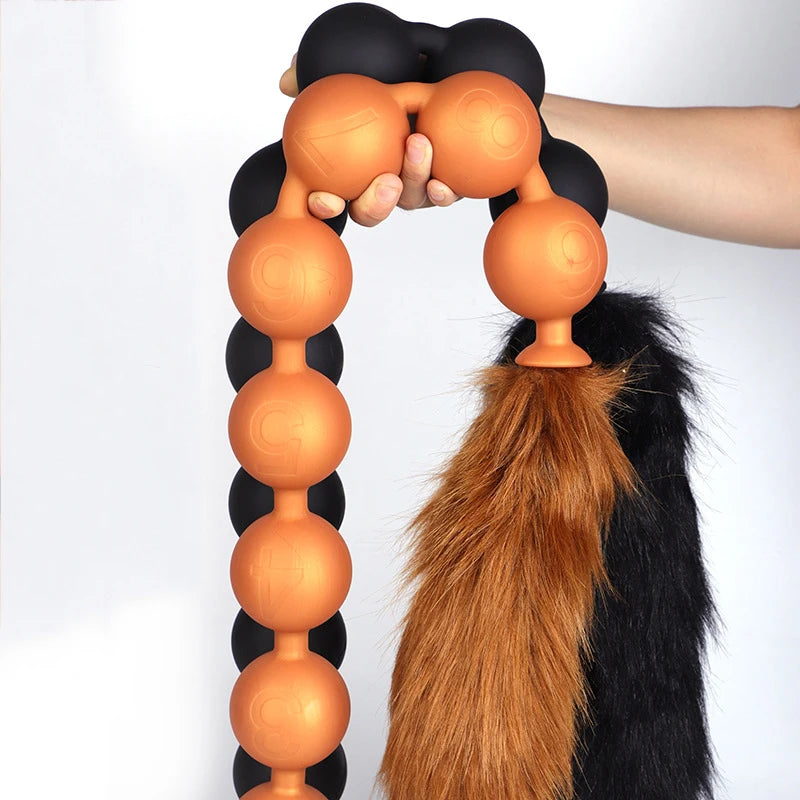 Huge 9 Ball Anal Plug Tail Sex Toys For Men Women Anal Dilator Soft Butt Plug with Tail Anal Beads Sex Party Erotic Toy Butplug