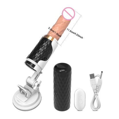 Thrusting Dildo Vibrator with Bracket Stand