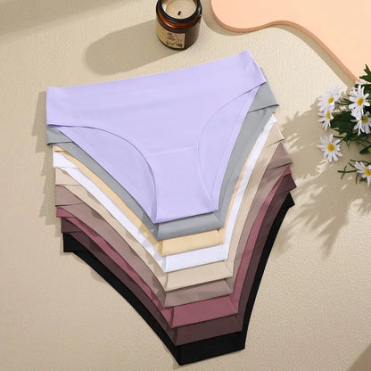 6Pcs/Set Sexy Traceless Panties For Women Seamless Low Waist Breathable Briefs High Elastic Solid Color Lingerie Cozy Underpants