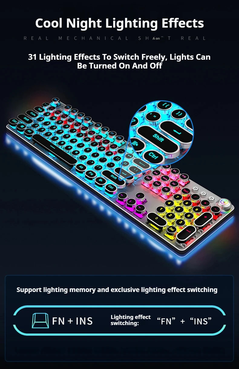 LED Backlit Typewriter Style keyboard