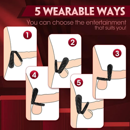 App Control Double Penis Ring Vibrator 10 Vibrations Cock Ring Penis Enhancer G spot Vibrator Mens Vibrator for Longer Erections