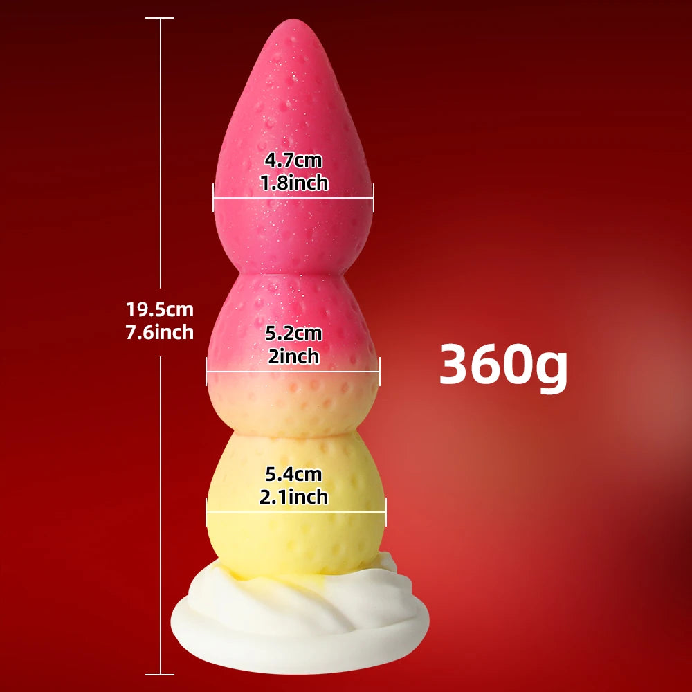 Strawberry Silicone Dildo and Plug — Sculptural 19cm