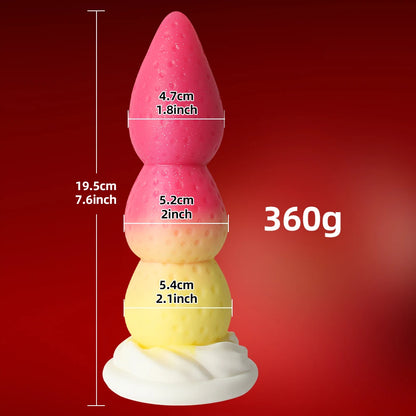 Strawberry Silicone Dildo and Plug — Sculptural 19cm