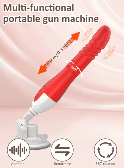 Thrusting Dildo Vibrator with Bracket Stand