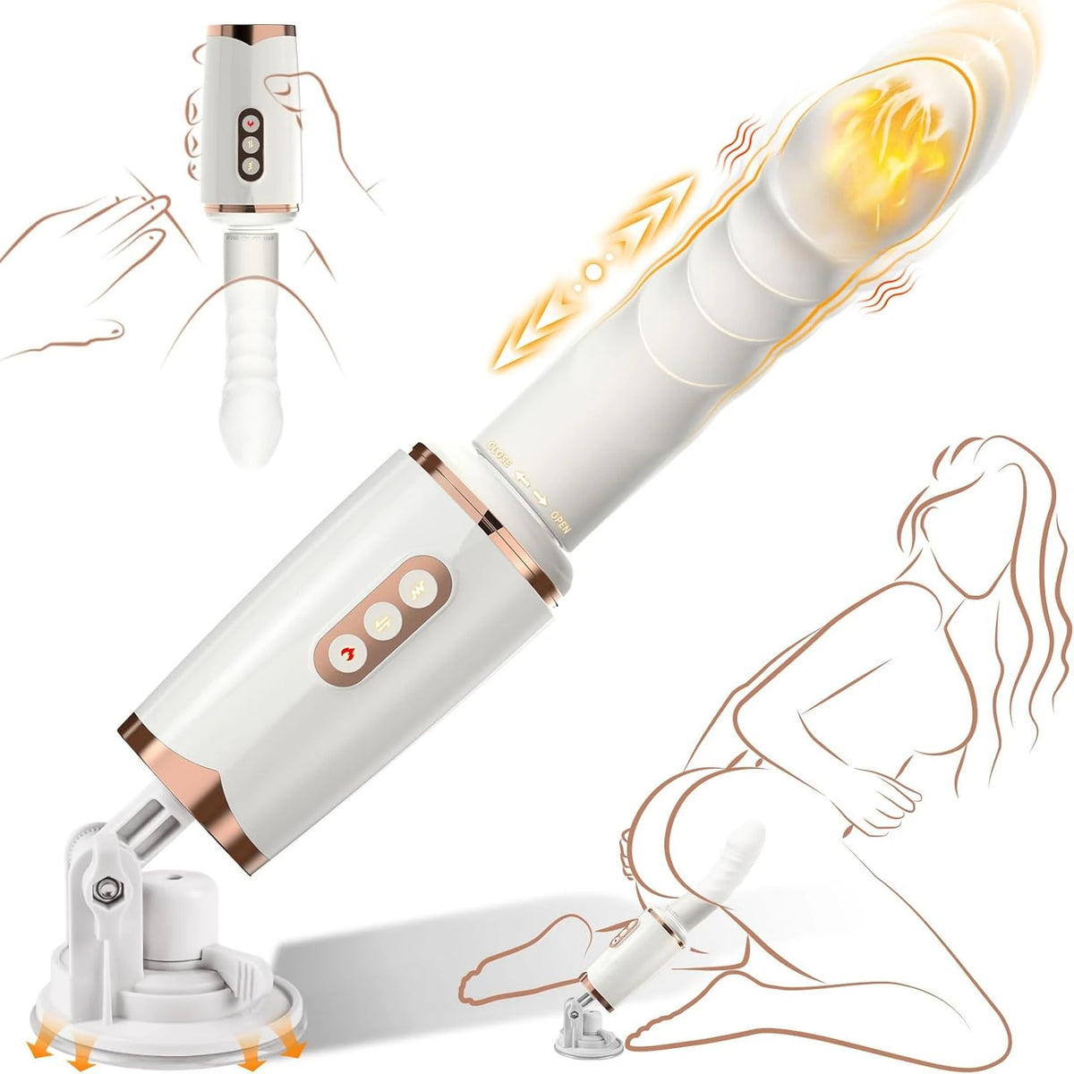 Rotating Heating Thrusting Dildo Vibrator