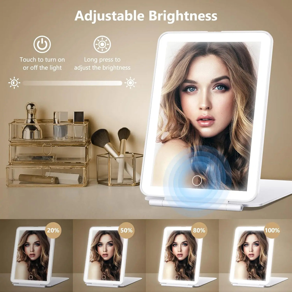 LED Foldable Travel Makeup Mirror