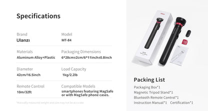 Bluetooth Remote Magnetic Phone Tripod