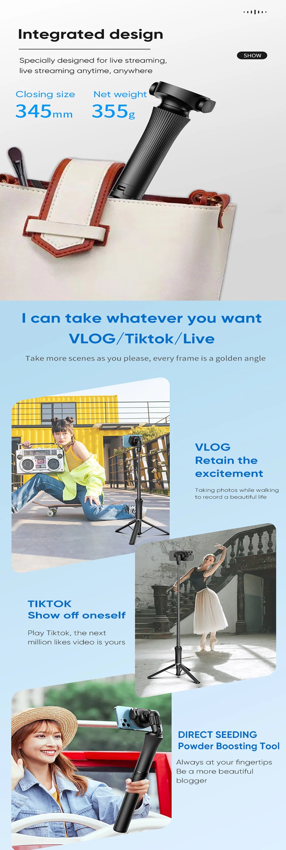 Bluetooth Remote Selfie Stick