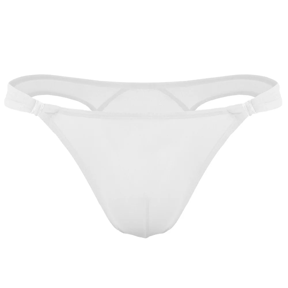 8PCS/Set Openable Buckle Underwear Man Ice Silk Thong Sexy U Convex Pouch Nylon G-string Low Waist Male Underpants Plus Size