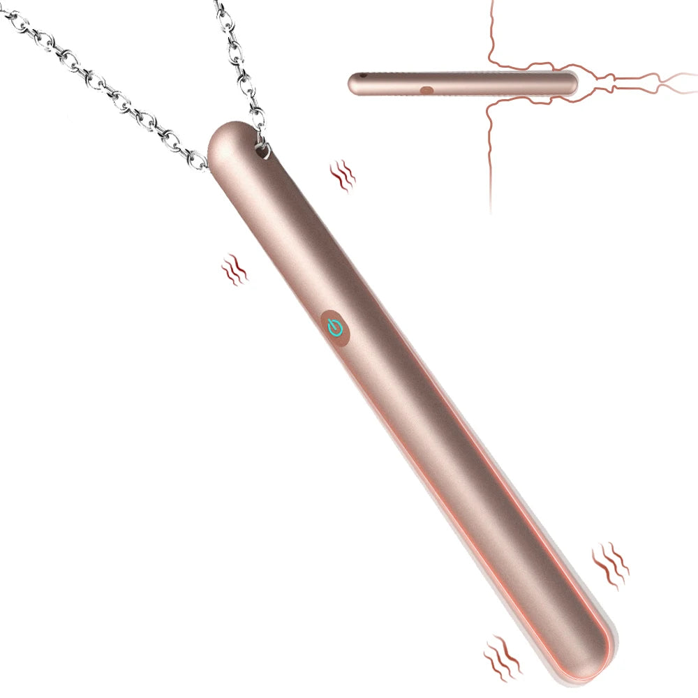Portable Metal Love Bullet Vibrator Necklace with Chain Nipple G-spot Stimulator Anal Plug Waterproof Sex Toys for Adult Women