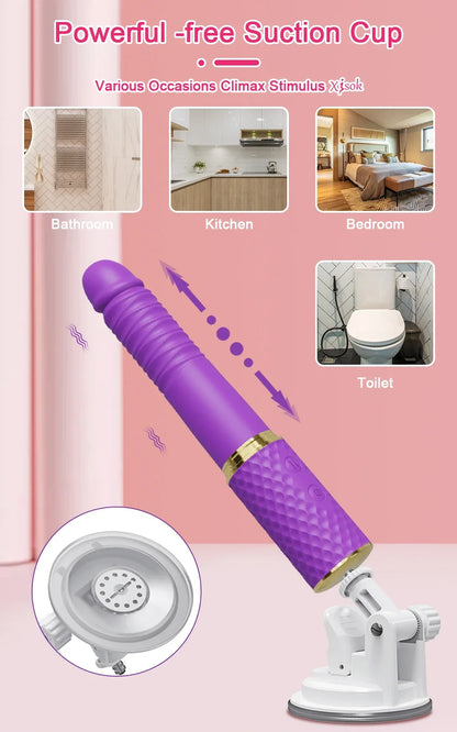 Thrusting Dildo Vibrator with Bracket Stand