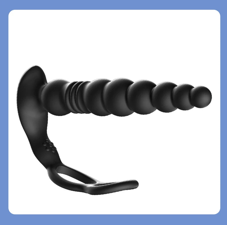 Thrusting Anal Beads Vibrator for Male Prostate Massager Penetrate Anal Sex Toy Butt Plug Masturbator for Gay Men Penis Ring